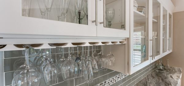 Custom display cabinets and wine glass storage