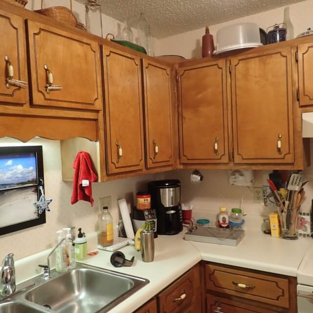 Old kitchen with short upper cabinets