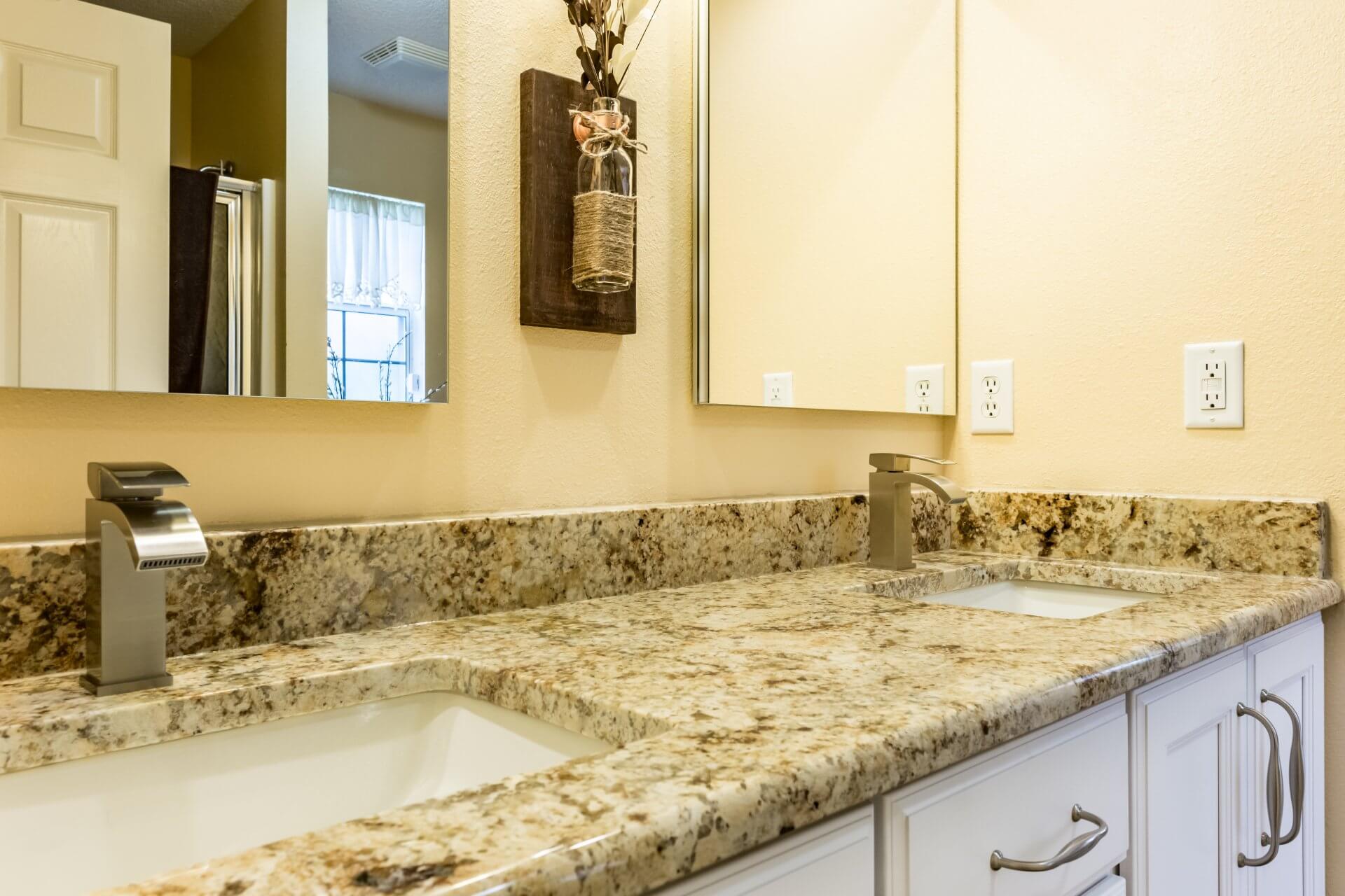 After - Updated bathroom counters and sinks