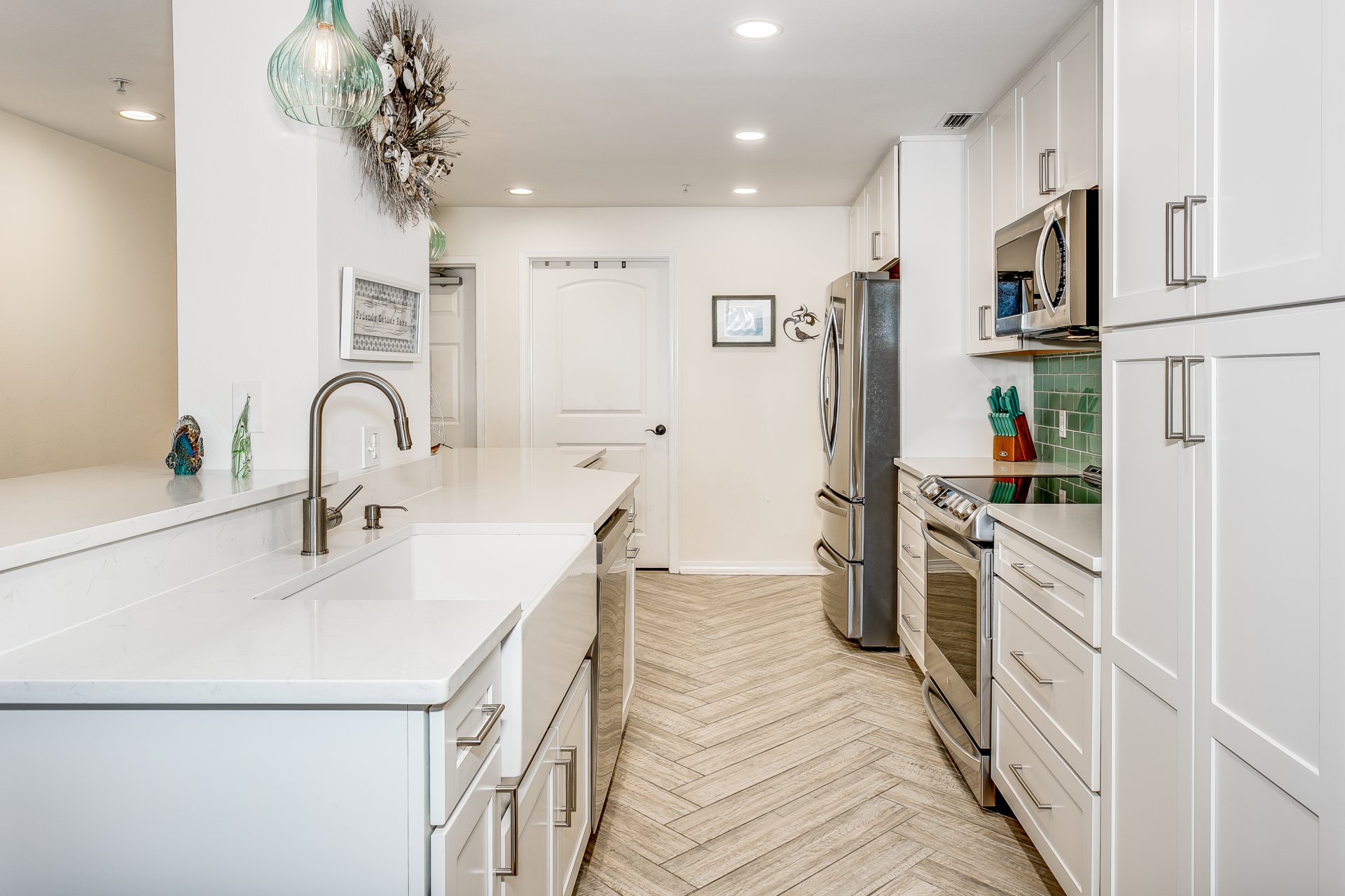 Open floor plan created by condo kitchen remodel