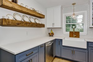 Prep and working areas in renovated kitchen